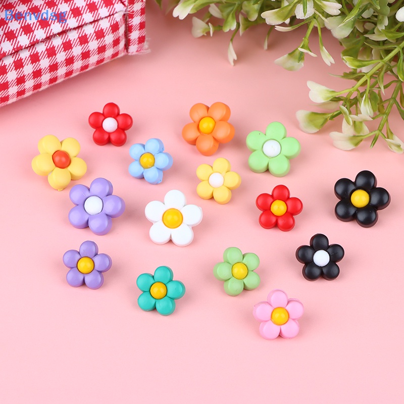 Bộ 10 Nút Áo 18 / 15mm Hình Hoa Nhiều Màu Sắc Dễ Thương Dành Cho Bé
