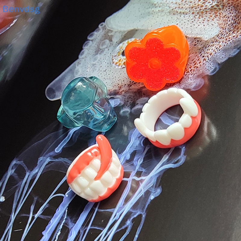 Benvdsg &gt; Nhẫn Resin Hình Chiếc Răng Màu Cam Sáng Tạo Cá Tính Hợp Thời Trang Cho Nữ