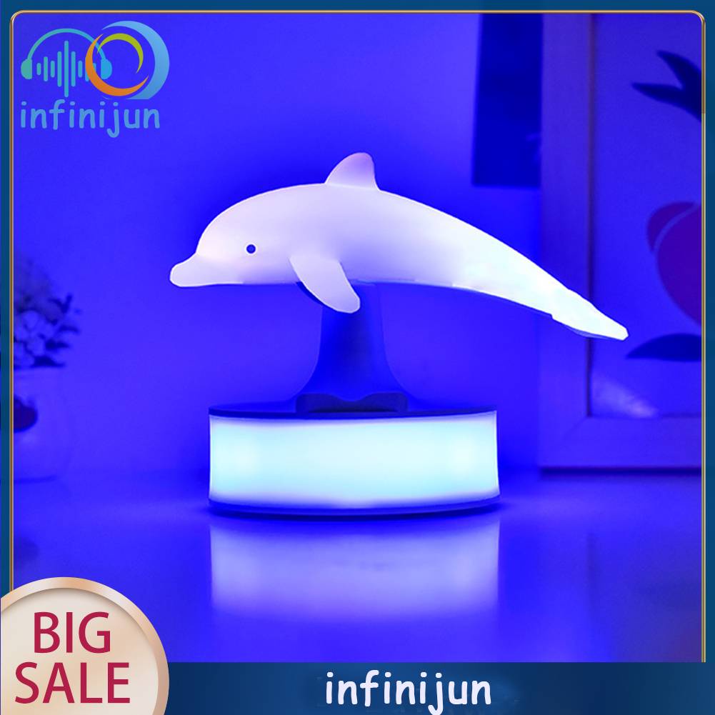 Đèn Ngủ Hình Cá Heo 3D Không Dây Điều Khiển Cảm Ứng