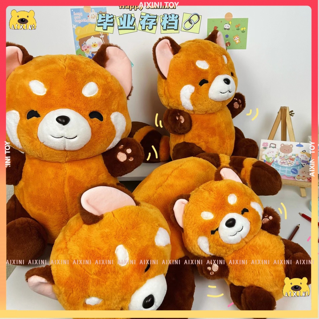 CÓ SẴNGấu Mèo Cam Ngộ Nghĩnh Cho Bé - Đồ chơi nhồi bông Hình Gấu Trúc Màu Đỏ 45cm Cho Bé