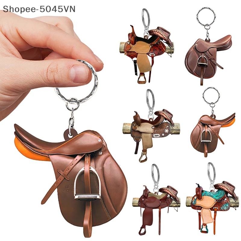 [Hàng Có Sẵn] Mặt Dây Chuyền Hình Yên Ngựa Cưỡi Ngựa Bằng Acrylic Sáng Tạo Phong Cách Cao Bồi Phương Tây (H)