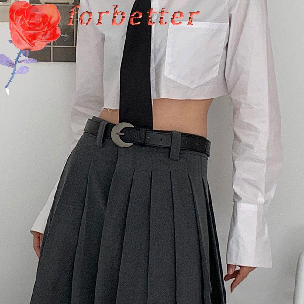 Thắt Lưng Da PU Khóa Kim Loại Hình Mặt Trăng Phong Cách Hàn Quốc Thời Trang Cho Nam