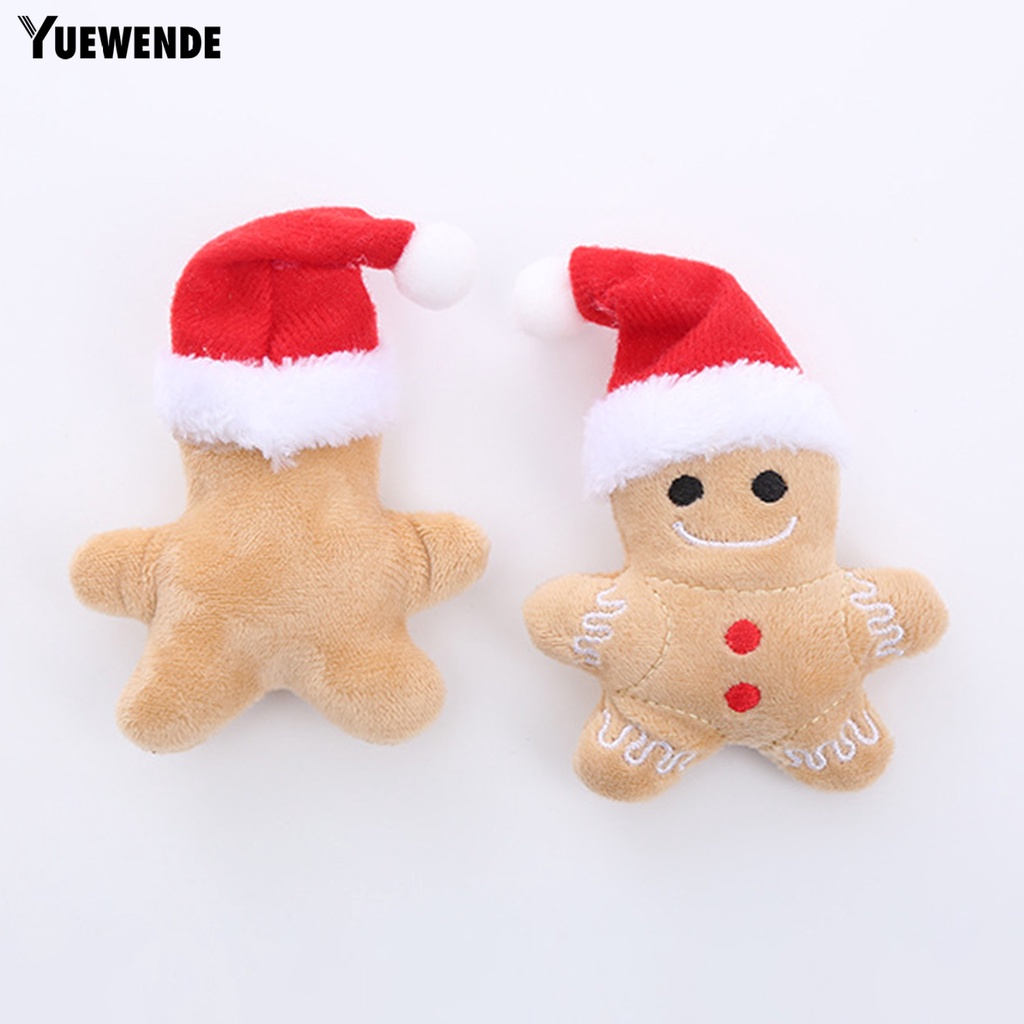 Yq.e Đồ Chơi Thú Nhồi Bông Mềm Mại Thoải Mái Tăng Cường Khả Năng Làm Sạch Răng Miệng Lâu Trôi Hình Bánh Gừng Giáng Sinh Dành Cho Mèo