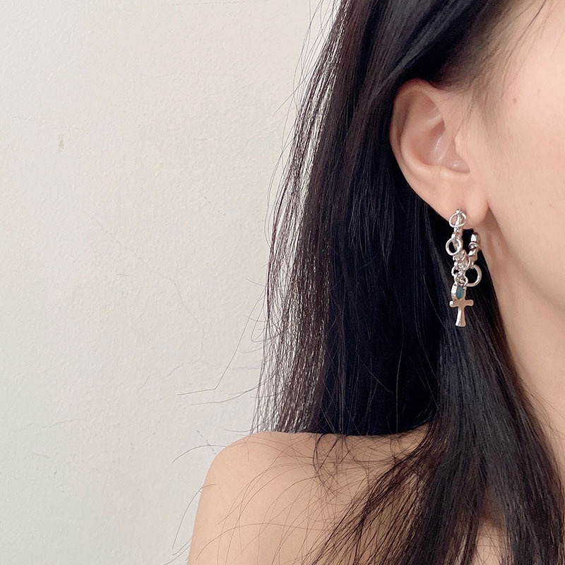 Khuyên Tai Dạng Xoắn Đính Đá Opal Phong Cách Retro