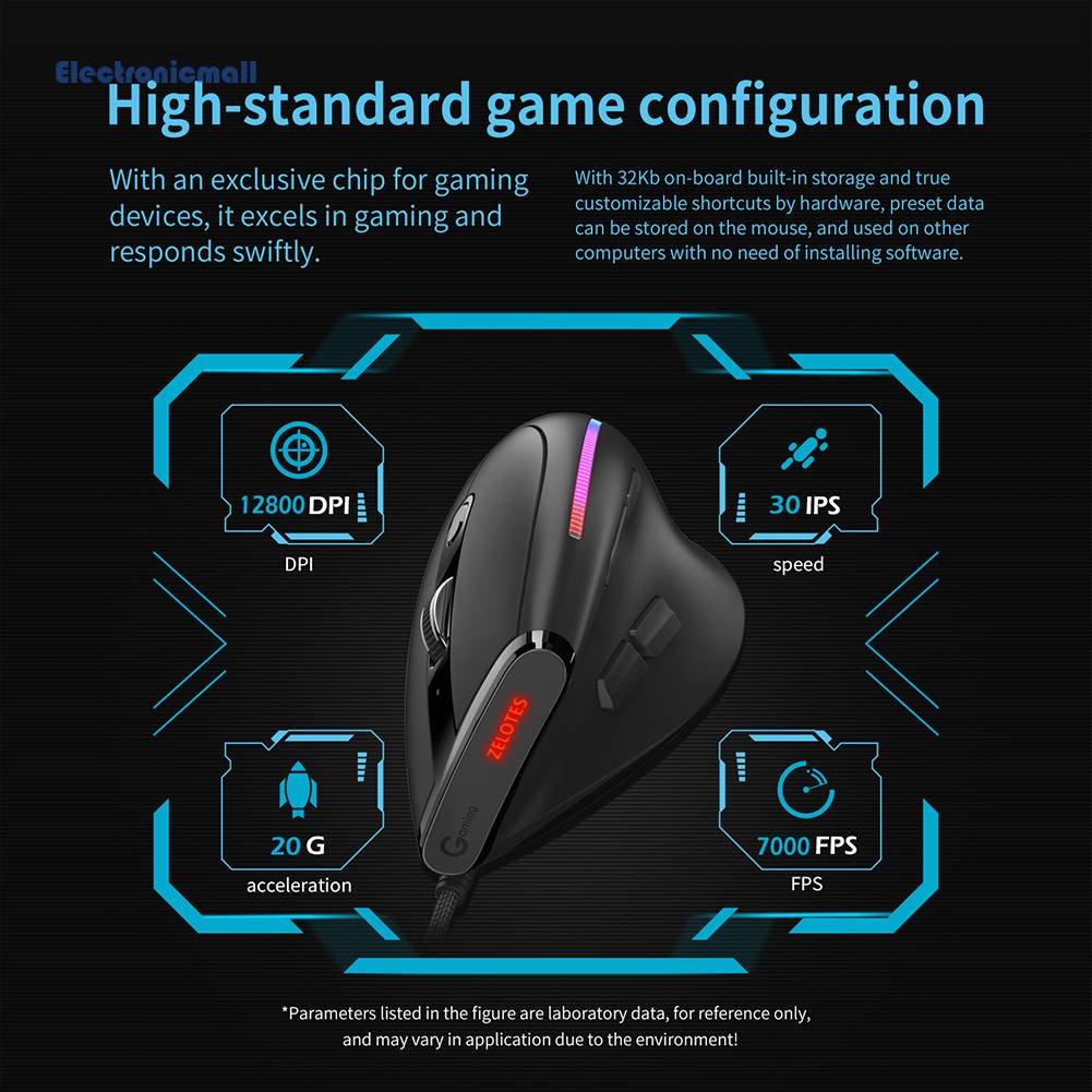 Chuột Quang Chơi Game ZELOTES Có Dây USB 12800 DPI T-50 RGB [ElectronicMall01.vn]