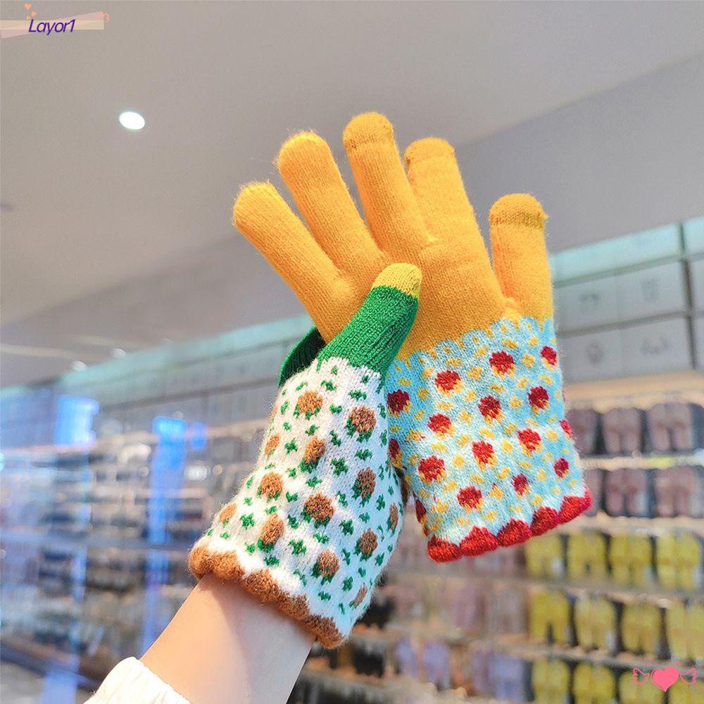Găng Tay Dệt Kim Dày Dặn Giữ Ấm Mùa Đông LAYOR1