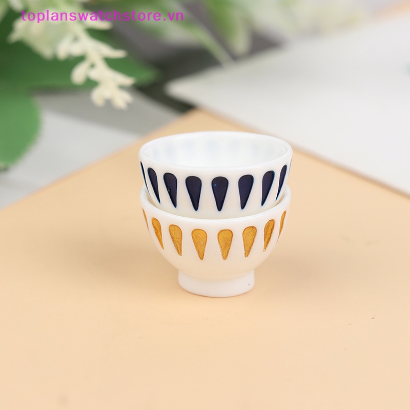 Set 4 Chén Dĩa Tròn Mini Tỉ Lệ 1 / 12 Trang Trí Nhà Búp Bê
