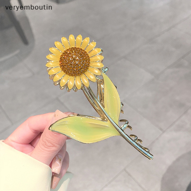 Kẹp Tóc Hoa Hướng Dương Đính Ngọc Trai Thời Trang Cho Nữ