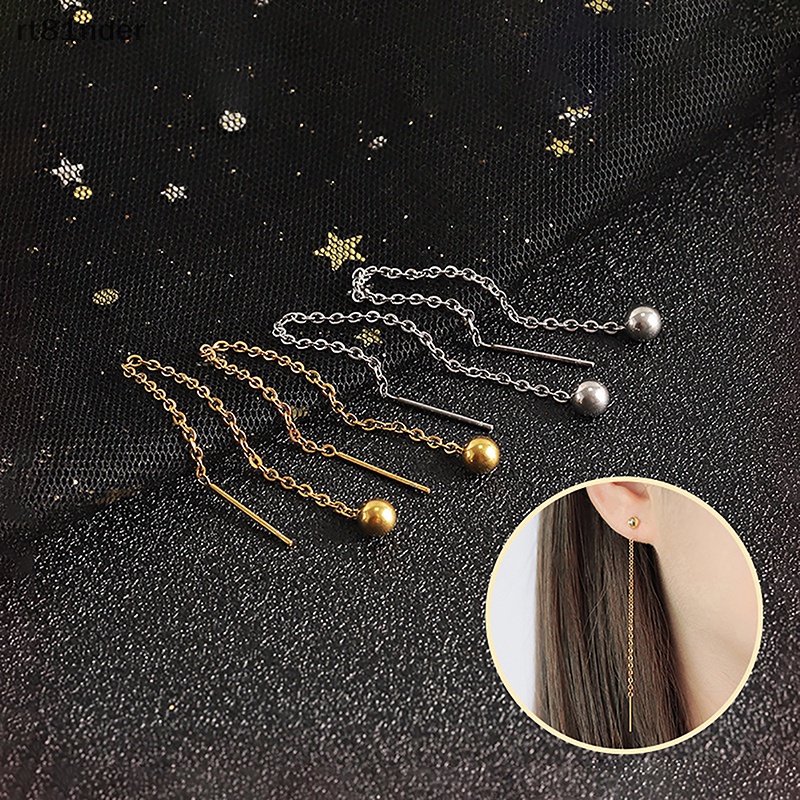 Rt 1 Đôi Bông Tai Thép Titan Tua Rua Đơn Giản Trang Sức Tiệc Cưới Dành Cho Nữ n