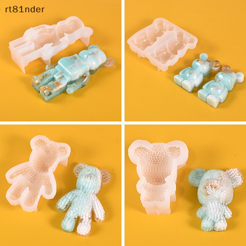 Rt Khuôn Silicon Epoxy Hình Gấu Dễ Thương Làm Mặt Dây Chuyền / Chìa Khóa Trang Sức / Gương Trang Trí Nhà Cửa DIY