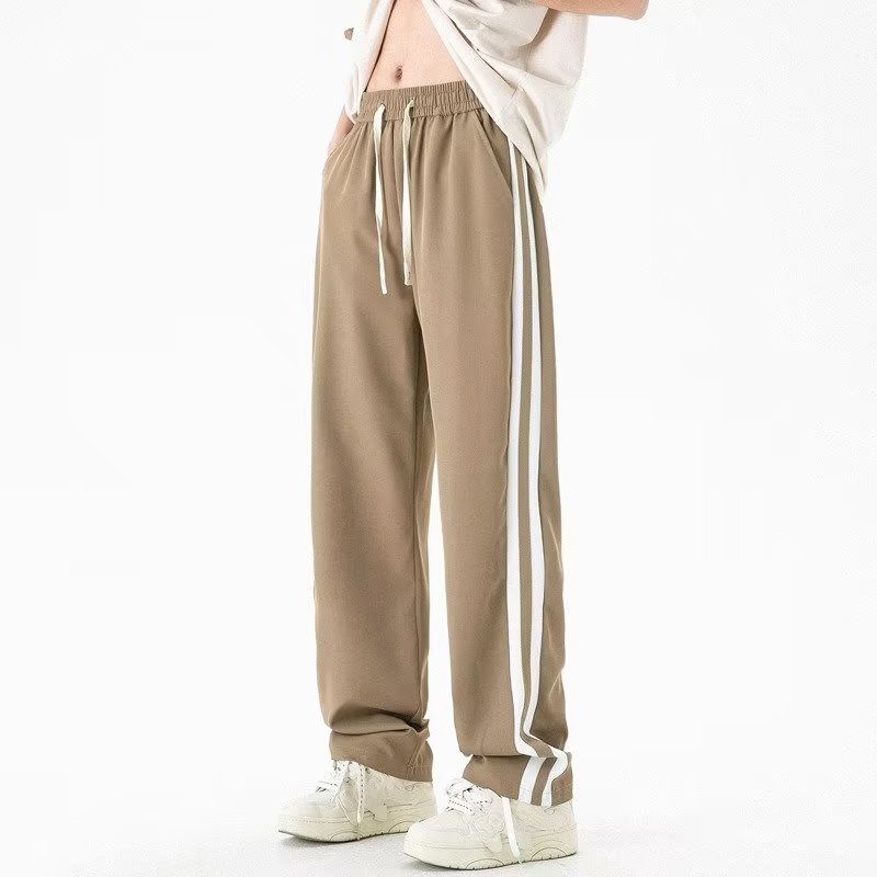 Quần Dài Thể Thao Dáng Rộng Cỡ Lớn Họa Tiết Kẻ Sọc Phong Cách Đường Phố Mỹ Thời Trang Mùa Hè Mới Cho Nam