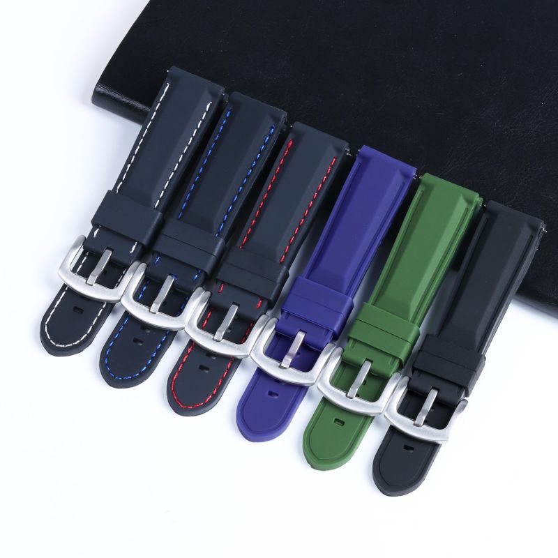 Dây Đeo Đồng Hồ Bằng Cao Su Silicone Chống Nước Chống Mồ Hôi Kích Thước 18mm 20mm 22mm 24mm