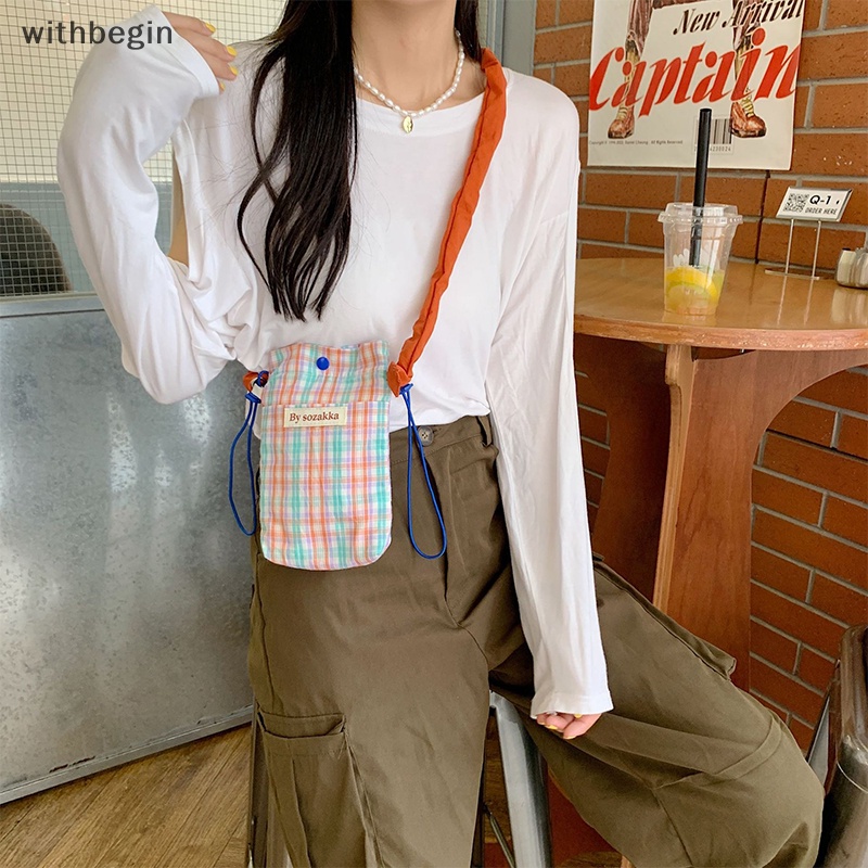 Túi Đeo Chéo Mini Vải Canvas Đựng Điện Thoại Thời Trang Hàn Quốc Dành Cho Nữ