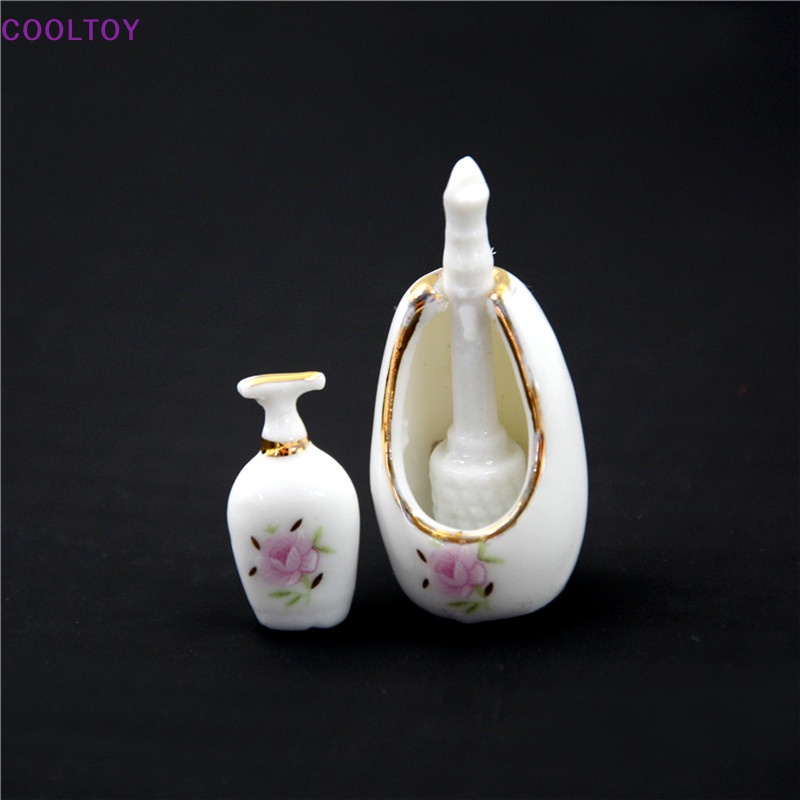 Set 8 Phụ Kiện Phòng Tắm Bằng Gốm Mini Tỉ Lệ 1 / 12 Trang Trí Nhà Búp Bê