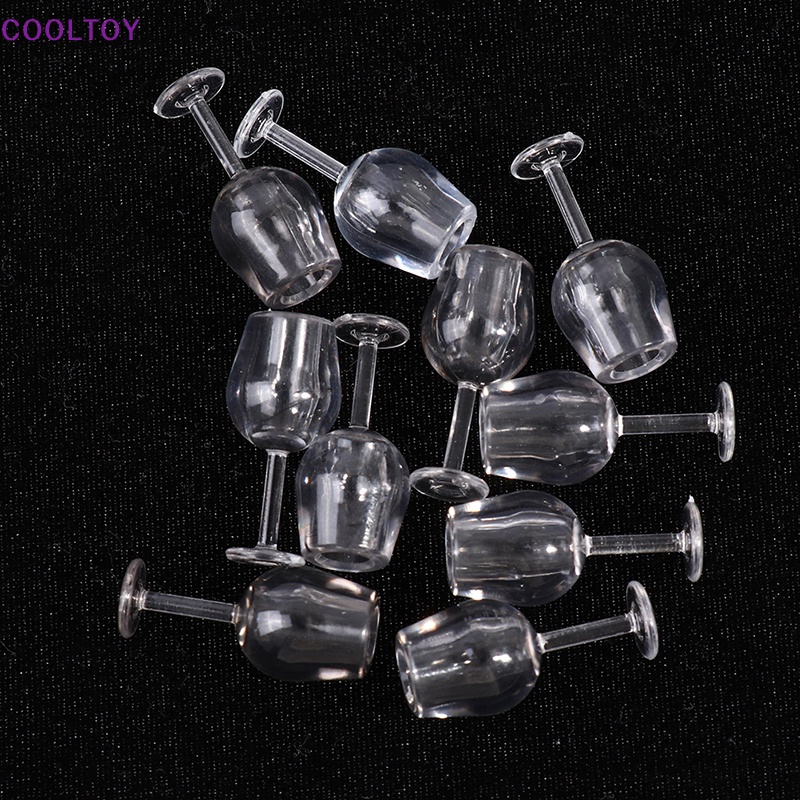 Set 10 Cốc Mini Trong Suốt Bằng Nhựa Resin Tỉ Lệ 1 / 12 Trang Trí Nhà Búp Bê