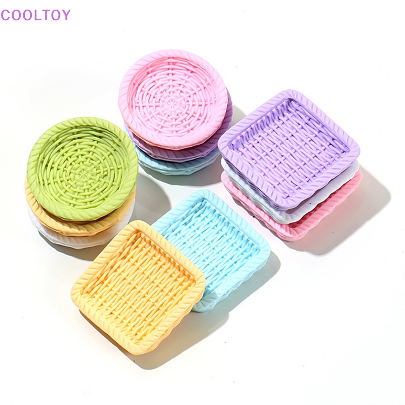 Set 5 Khay Bện Mây Mini 1 / 12 Trang Trí Nhà Búp Bê DIY