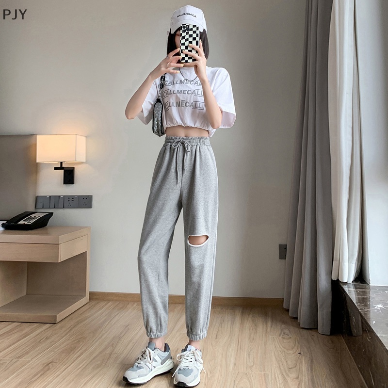 Quần Dài Lưng Cao Ống Rộng Màu Trơn Phong Cách Hàn Quốc Thời Trang Mùa Hè Cho Nữ