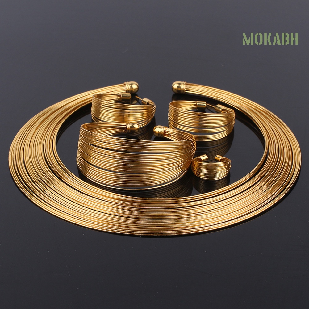 Bộ Trang Sức 4 Món Gồm Vòng cổ / Nhẫn / Vòng Tay / Bông Tai Độc Đáo Cho Cô Dâu