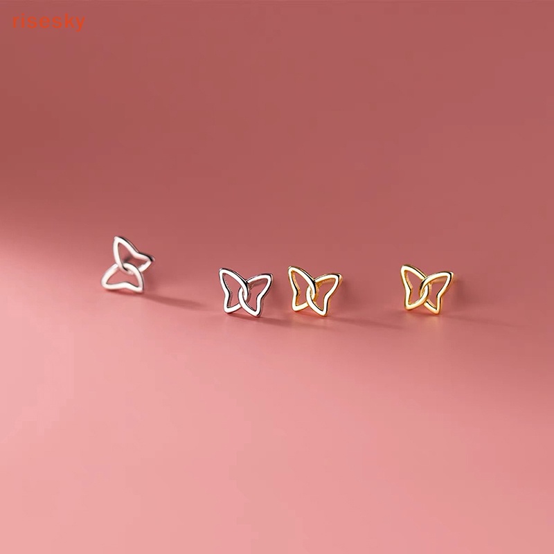 [risesky] Bông Tai Đinh Tán Hình Bướm Phát Sáng Cho Nữ Dự Tiệc Cưới