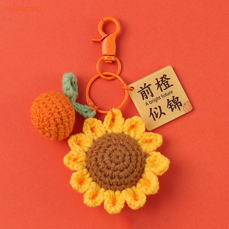 [risingmp] Móc Khóa Điện Thoại Di Động Mặt Hoa Hồng Đan Len Thủ Công Tinh Tế Phụ Kiện Túi Xách Sáng Tạo