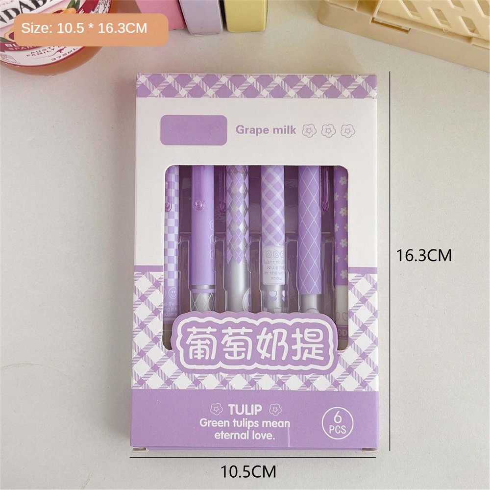 6 Cái/bộ Bấm Đen Bút Bi Dễ Thương Và Giá Trị Cao Viết Nhanh Khô 0.5Mm Bút Chì Bi Văn Phòng Học Sinh Đồ Dùng Văn Phòng Phẩm.