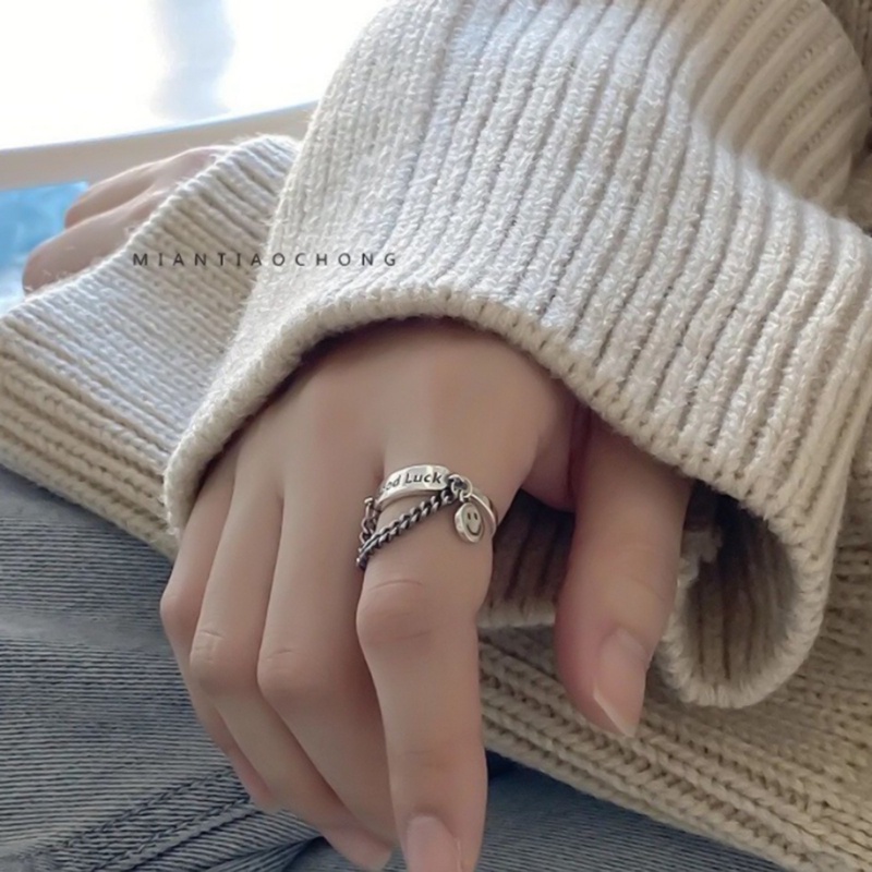 Ygt Nhẫn Hình Mặt Cười Phong Cách Hip Hop Hàn Quốc Cổ Điển Có Thể Điều Chỉnh K