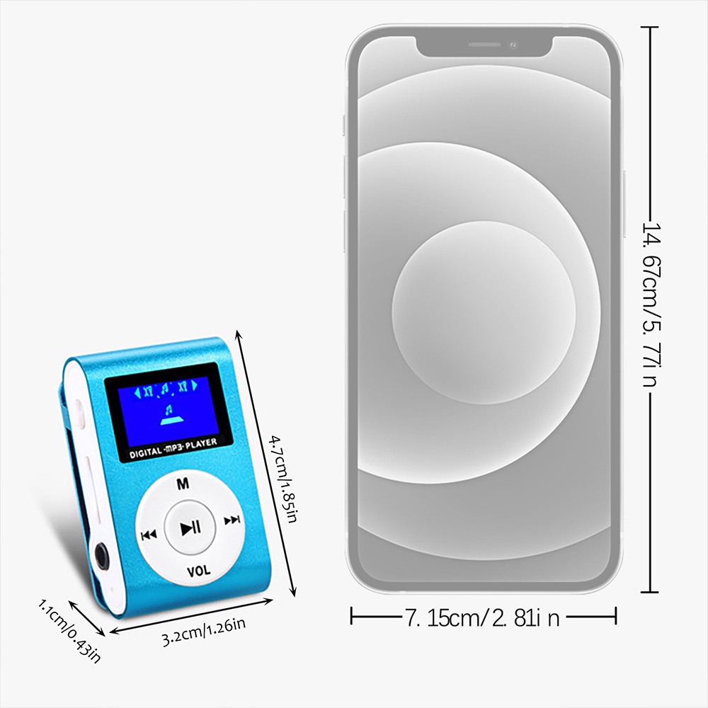 VIRWIR Máy Nghe Nhạc MP3 Mini Vỏ Kim Loại Hỗ Trợ Thẻ Nhớ Micro SD TF 32GB