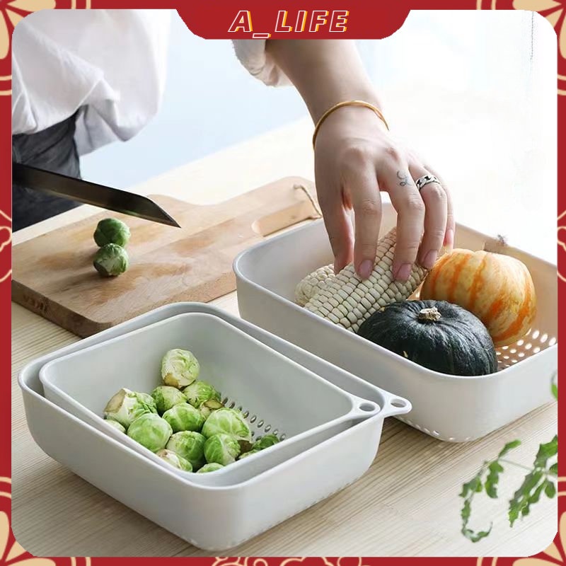 A - LIFE Rổ Rửa Thực Phẩm 3 Trong 1 Tiện Lợi