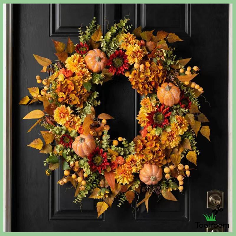Vòng Hoa Bí Ngô 18 &quot;Treo Cửa Trước Trang Trí Lễ Tạ Ơn