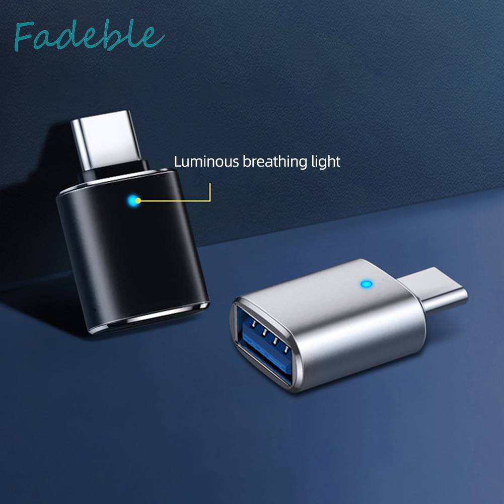 Bộ Chuyển Đổi Sạc Nhanh Type-C Sang USB OTG 3A Có Đèn LED Báo Hiệu