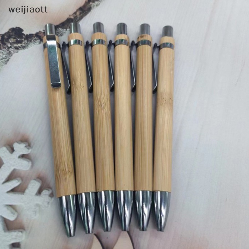 Set 4 Bút Bi 1.0mm Bằng Gỗ Tre Mực Đen / Xanh