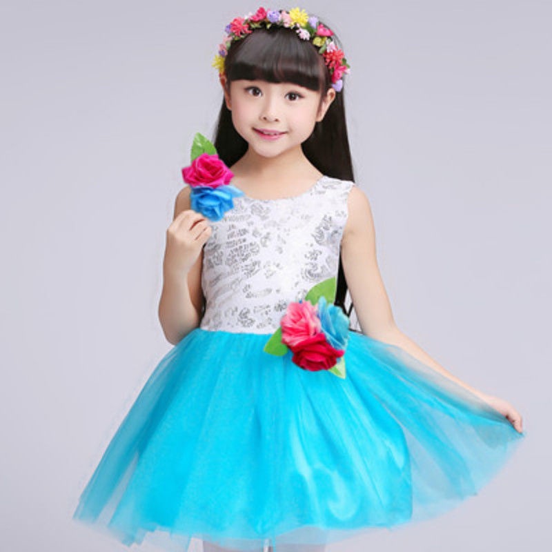 Trẻ em trang phục trẻ em váy gạc mẫu giáo chorus quần áo cô gái váy công chúa khiêu vũ trang phục biểu diễn váy gạc