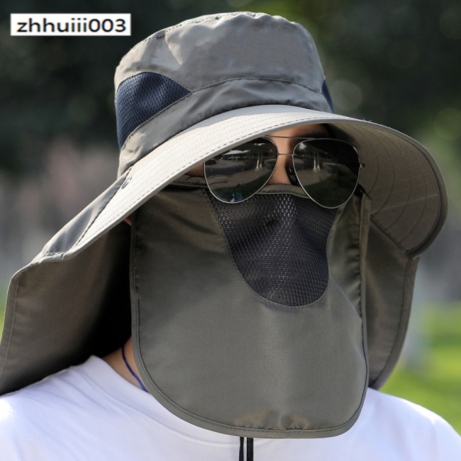 Mũ Chống Nắng Mùa Hè Có Quạt Lưới Thoáng Khí Bảo Vệ Mặt Cổ Cho Nam Khi Câu Cá / Leo Núi