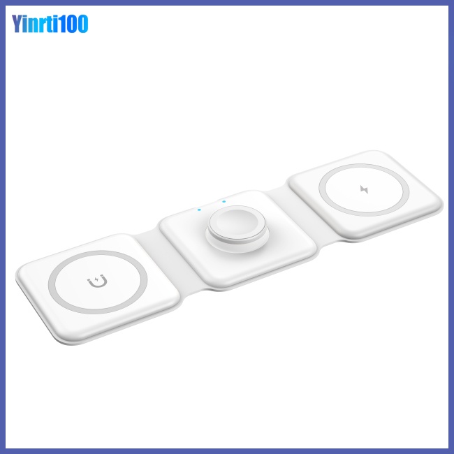 Đế Sạc Nhanh Không Dây Yinrti 3 Trong 1 15w Có Nam Châm Hít Kiêm Đèn Ngủ Cho Điện Thoại Đồng Hồ