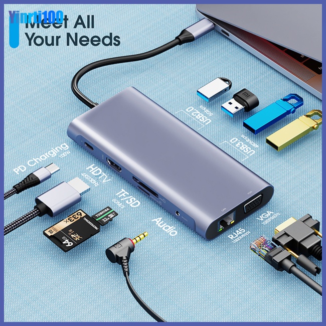 Bộ Chia Cổng Usb C Sang Ethernet Hdmi 1000mbps Dj1002 11 Trong 1