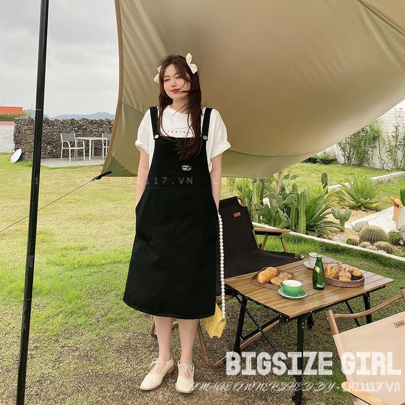 Váy đầm nữ Bigsize Đầm yếm dáng dài cổ vuông đen mùa hè Phong cách Hàn Quốc Thời Trang đẹp