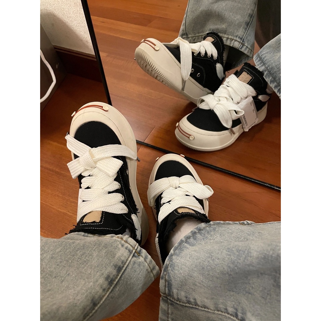 Quần Jean Nữ Ống Rộng Lưng Cao Phong Cách Retro Mỹ