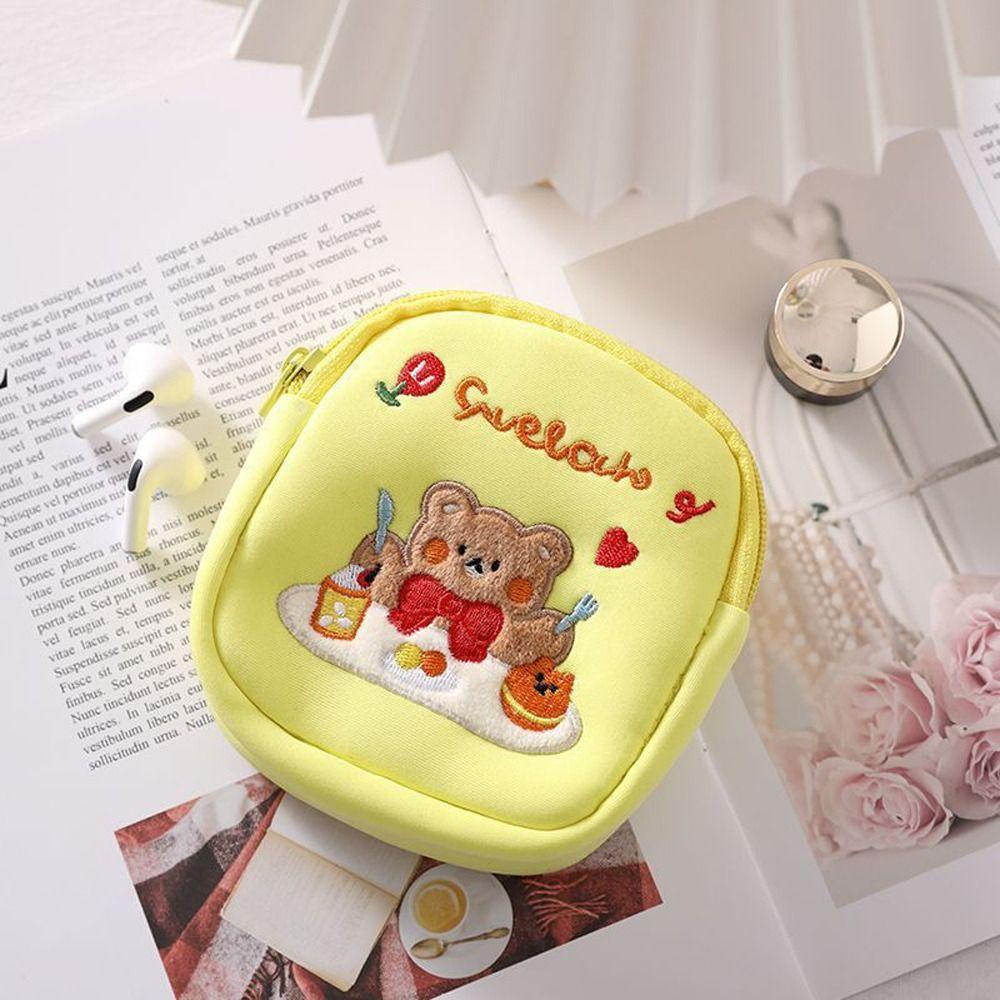 Túi Đựng Khăn Giấy / Tiền Xu Cỡ Lớn Có Khóa Kéo In Họa Tiết Chú Thỏ / Gấu Dễ Thương Cho Nữ