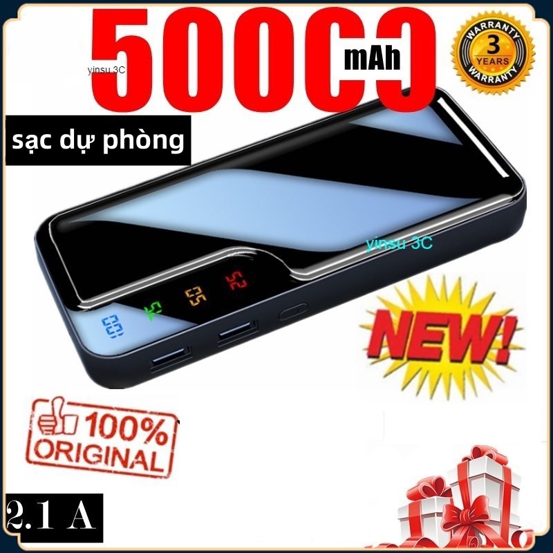 Sạc dự phòng 50000mAh Power Bank Màn hình gương Màn hình kỹ thuật số Di động Power Bank Pin ngoài
