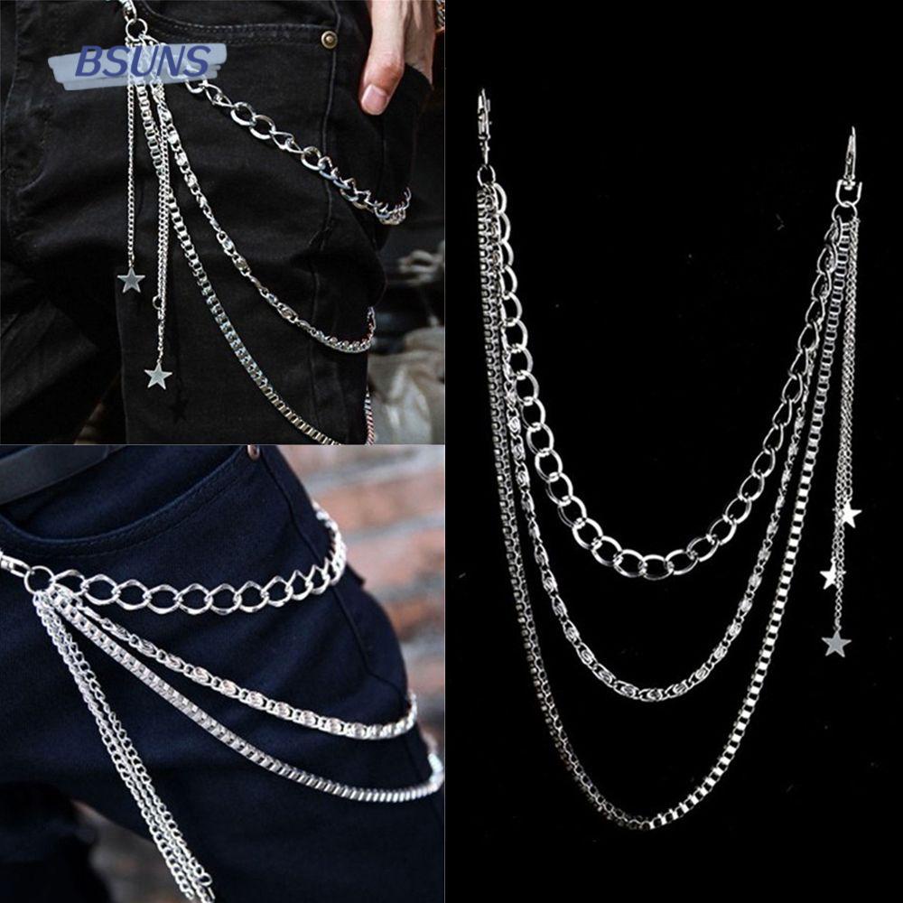 Móc Khóa Quần Jeans Tua Rua Đính Đinh Tán Phong Cách Gothic