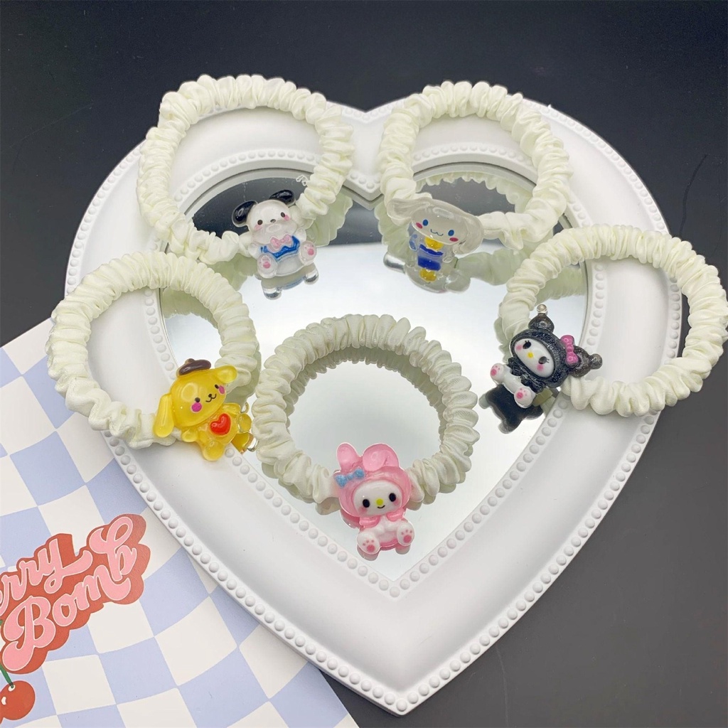 Dây Buộc Tóc Co Giãn Trong Suốt Họa Tiết Hoạt Hình Dễ Thương Dành Cho Nữ