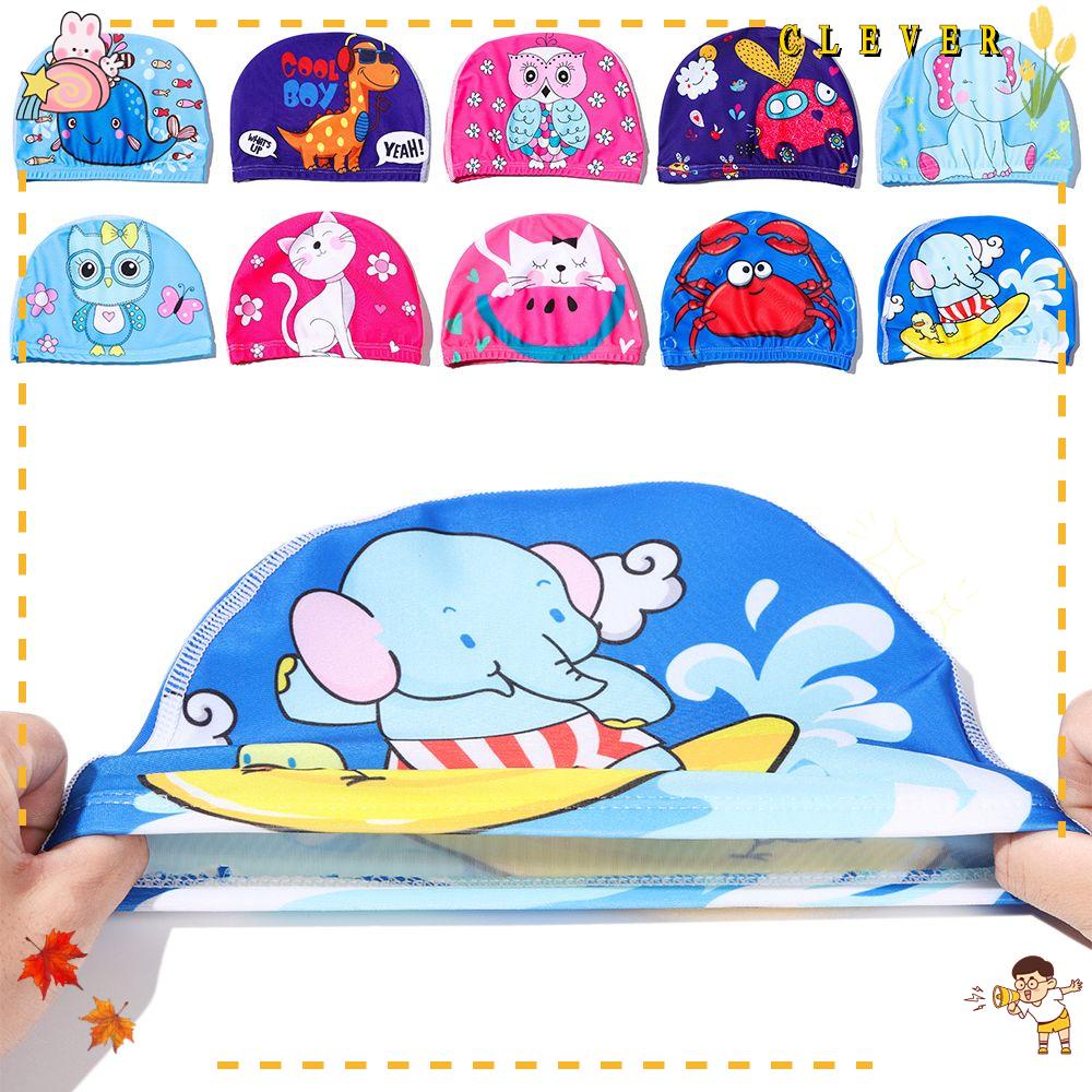 Mũ Bơi Bảo Vệ Tai Họa Tiết Hoạt Hình Cho Bé 3-12 Tuổi