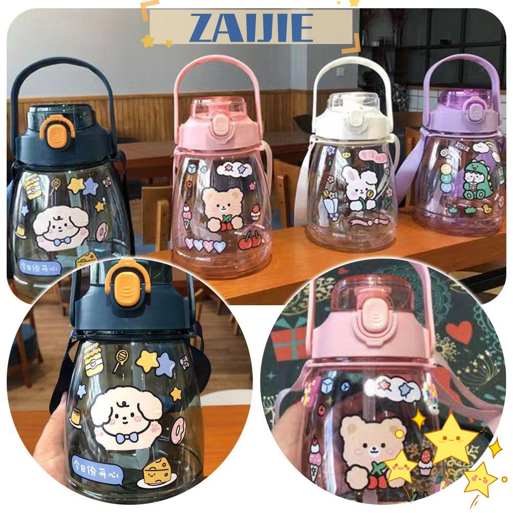 Bình Nước ZAIJIE24 1300ML Bằng Nhựa Dung Tích Lớn Kèm Ống Hút Tiện Dụng