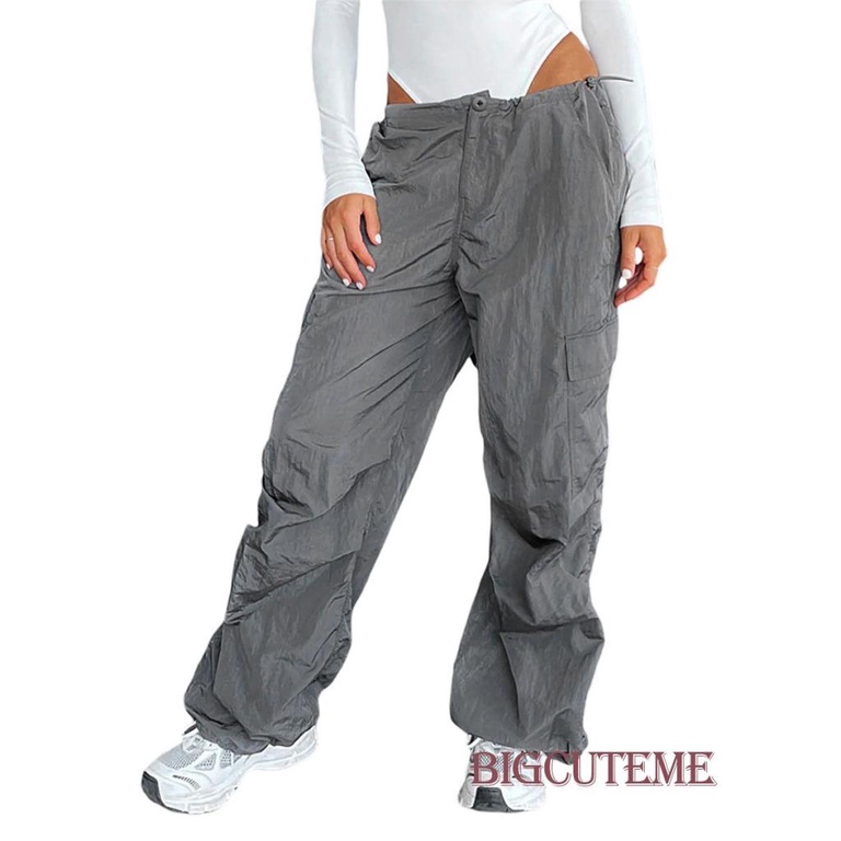 Quần Dài Dáng Rộng Màu Trơn Có Dây Rút Và Túi Cá Tính Cho Nữ