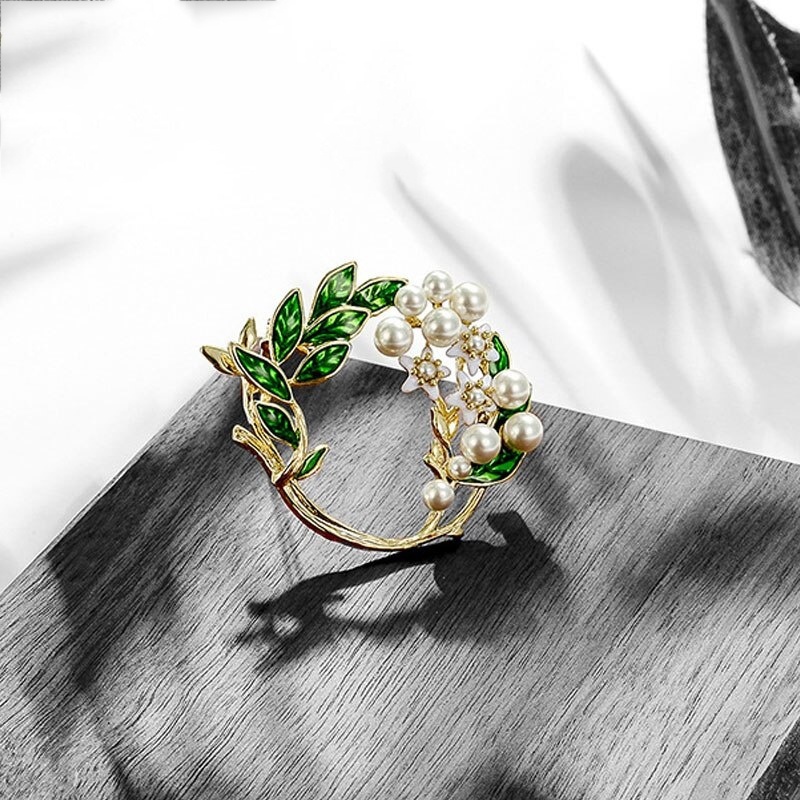 Ghim Cài Áo Hình Khu Vườn Dầu Đính Ngọc Trai Đơn Giản Sáng Tạo Thời Trang Cho Nữ