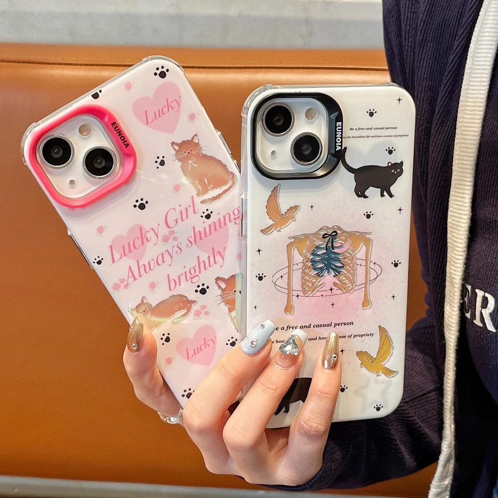 Ốp Điện Thoại Tpu Mềm Trong Suốt Họa Tiết Mèo Hoạt Hình Hai Mặt Cho iPhone 14 13 12 11Pro Max