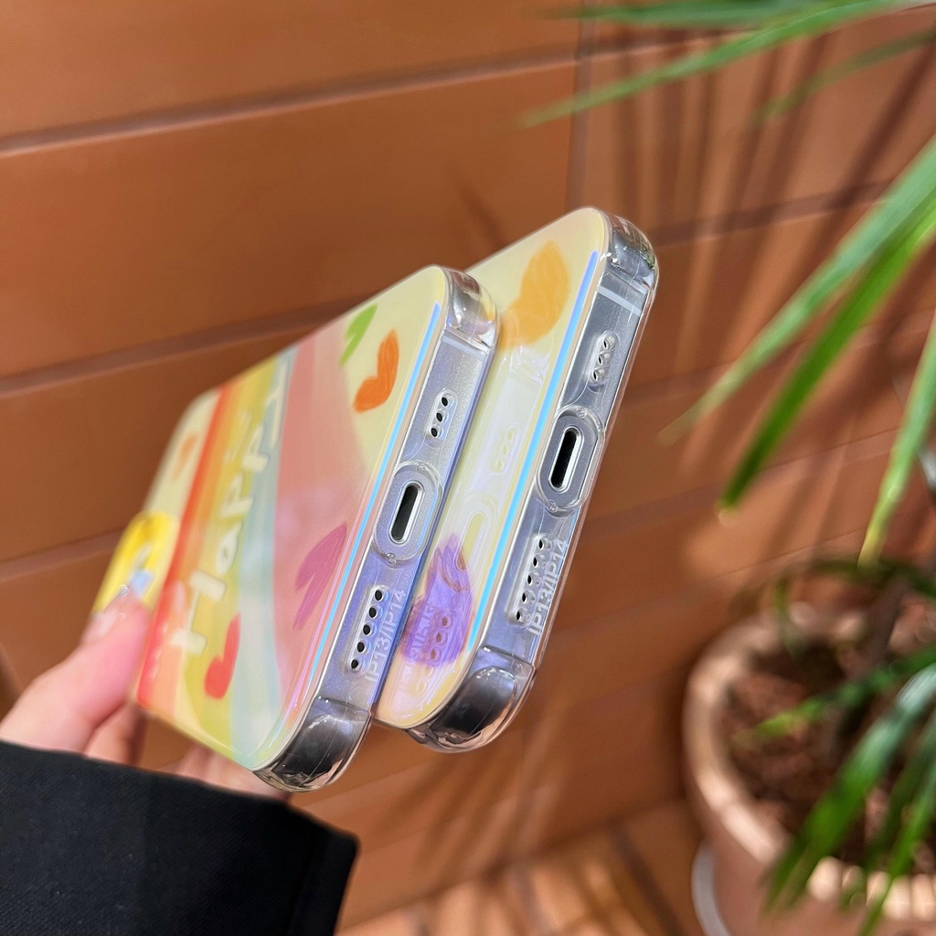 Ốp Điện Thoại TPU Mềm Chống Rơi Màu Cầu Vồng Đính Ngọc Trai Và Dây Đeo Chéo Cho iPhone 14 13 12 11 Pro Max