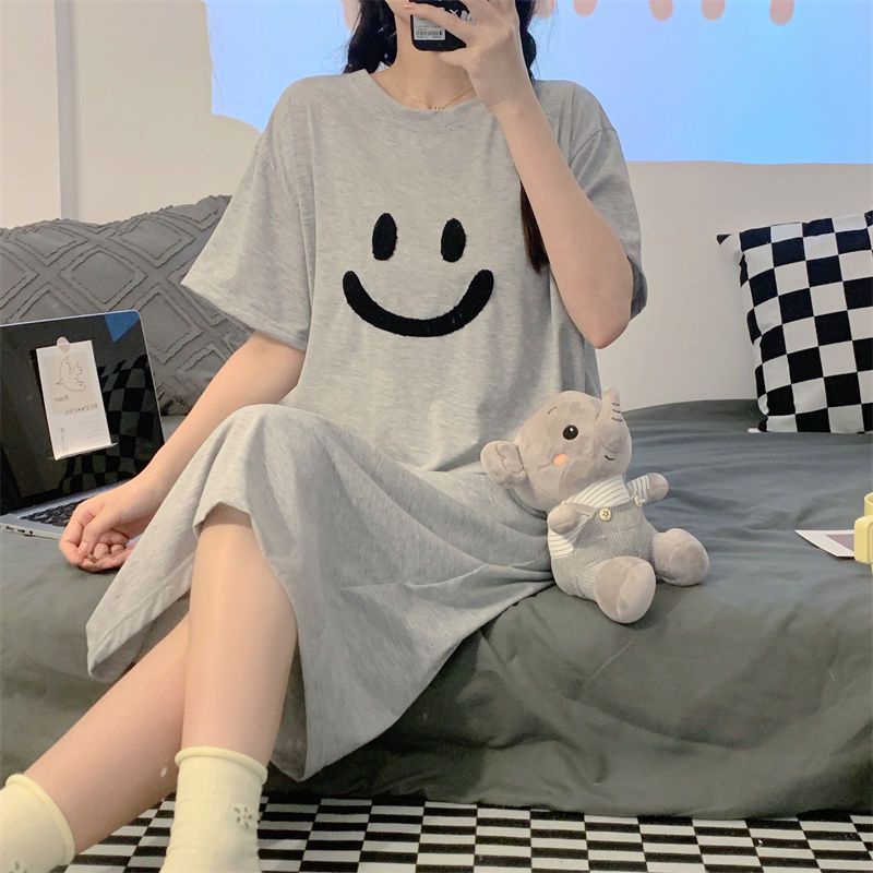 Đồ ngủ Cotton Dài Qua Gối Phong Cách Hàn Quốc Thời Trang Mùa Hè Cho Mẹ Bầu