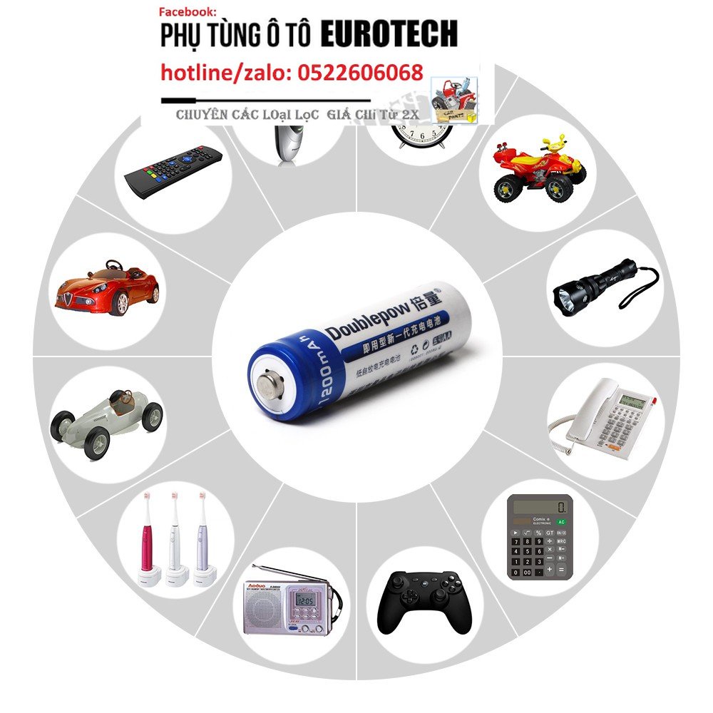 Bộ 4 viên pin tiểu sạc Doublepow AA 1200mAh