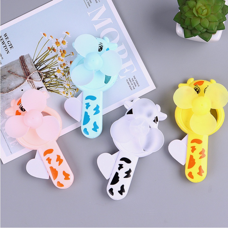 Quạt Mini Cầm Tay Họa Tiết Hoạt Hình Dễ Thương Cho Bé